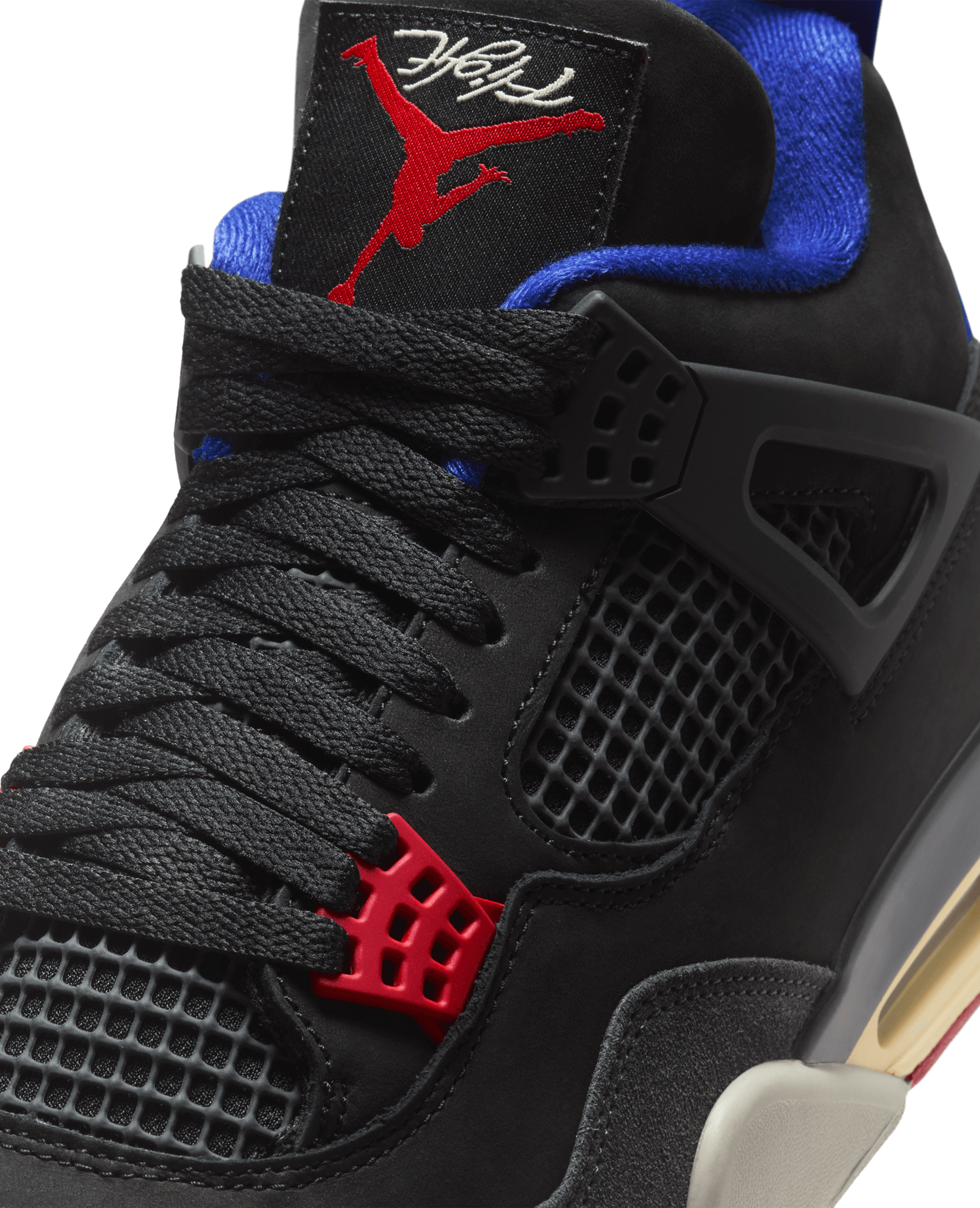 Nike Air Jordan 4 Retro (Black/Fire Red-Deep Royal Blue)
