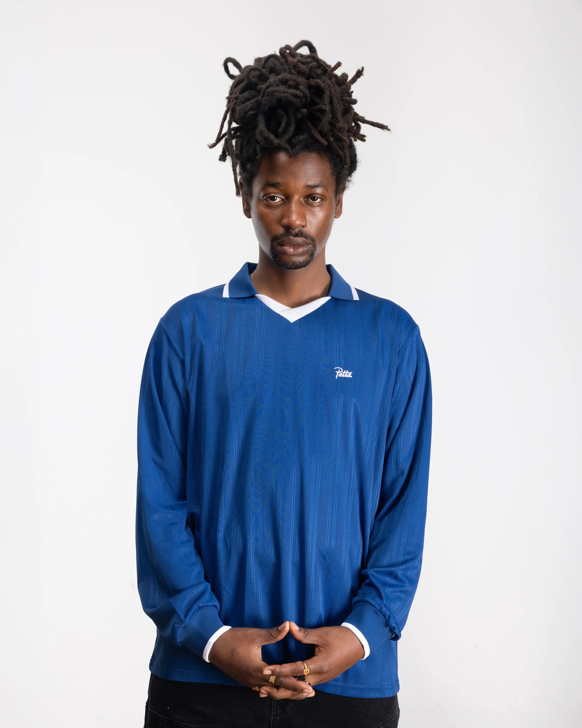 Patta Jacquard Striped Long Sleeve Jersey (Monaco Blue )