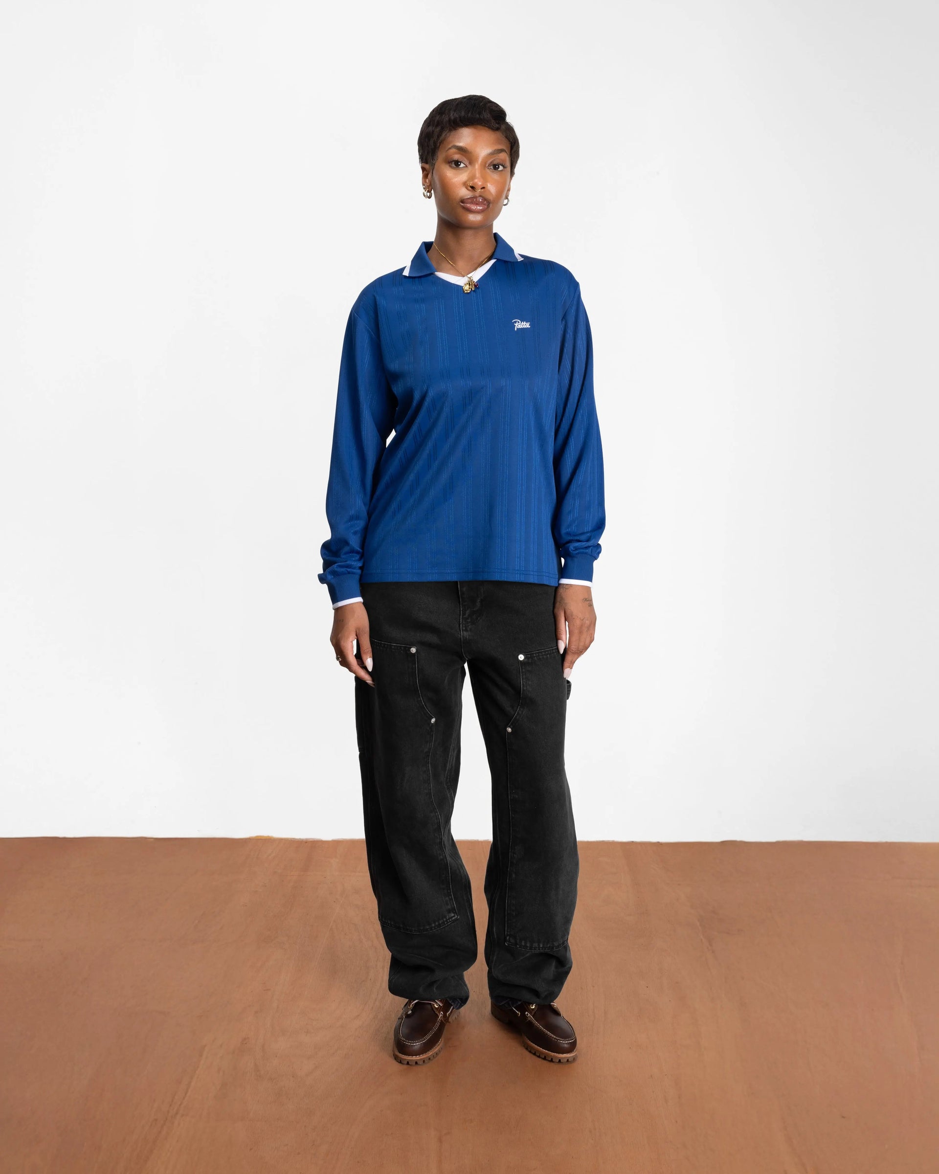 Patta Jacquard Striped Long Sleeve Jersey (Monaco Blue )