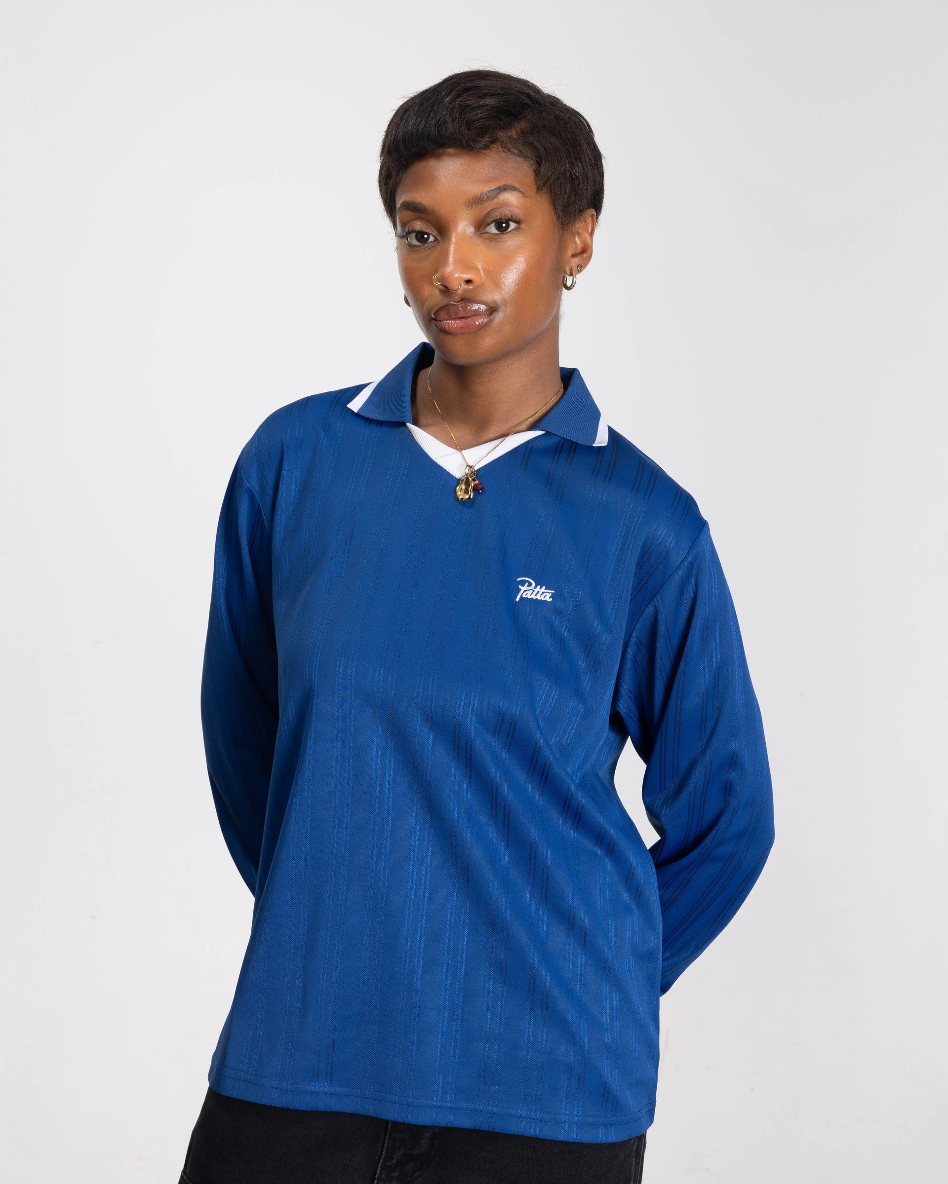 Patta Jacquard Striped Long Sleeve Jersey (Monaco Blue )