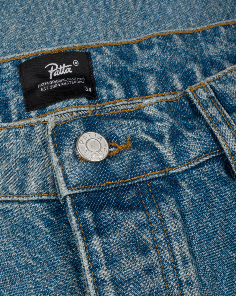 Patta Aqua Whiskers Straight Leg Denim Pants (Blue Denim )
