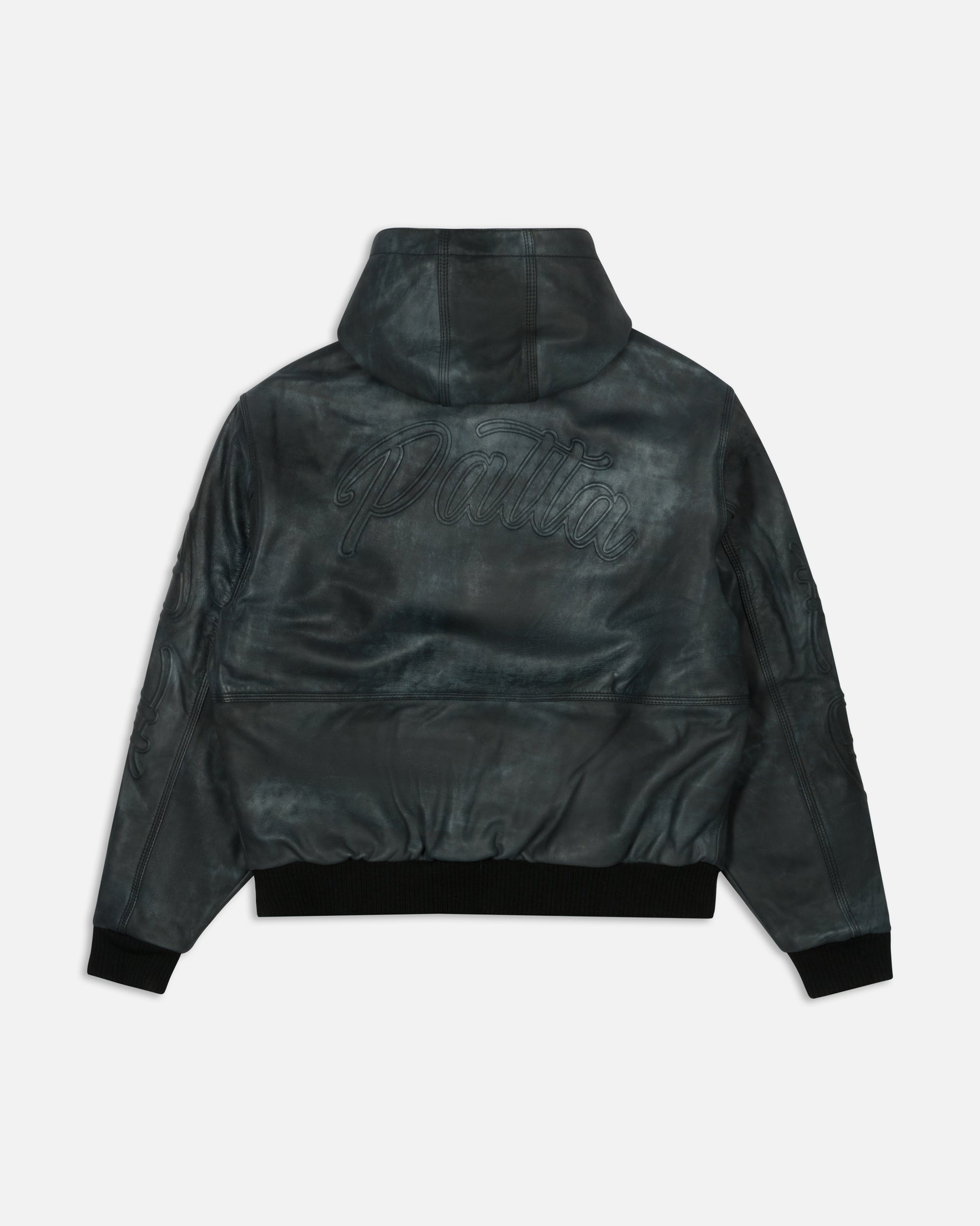 Patta Leather Hooded Bomber Jacket (Black)