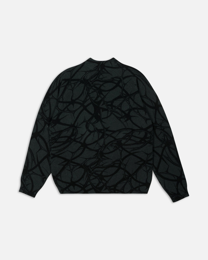 Patta Ribbed Knitted Cardigan (Grey Pinstripe)