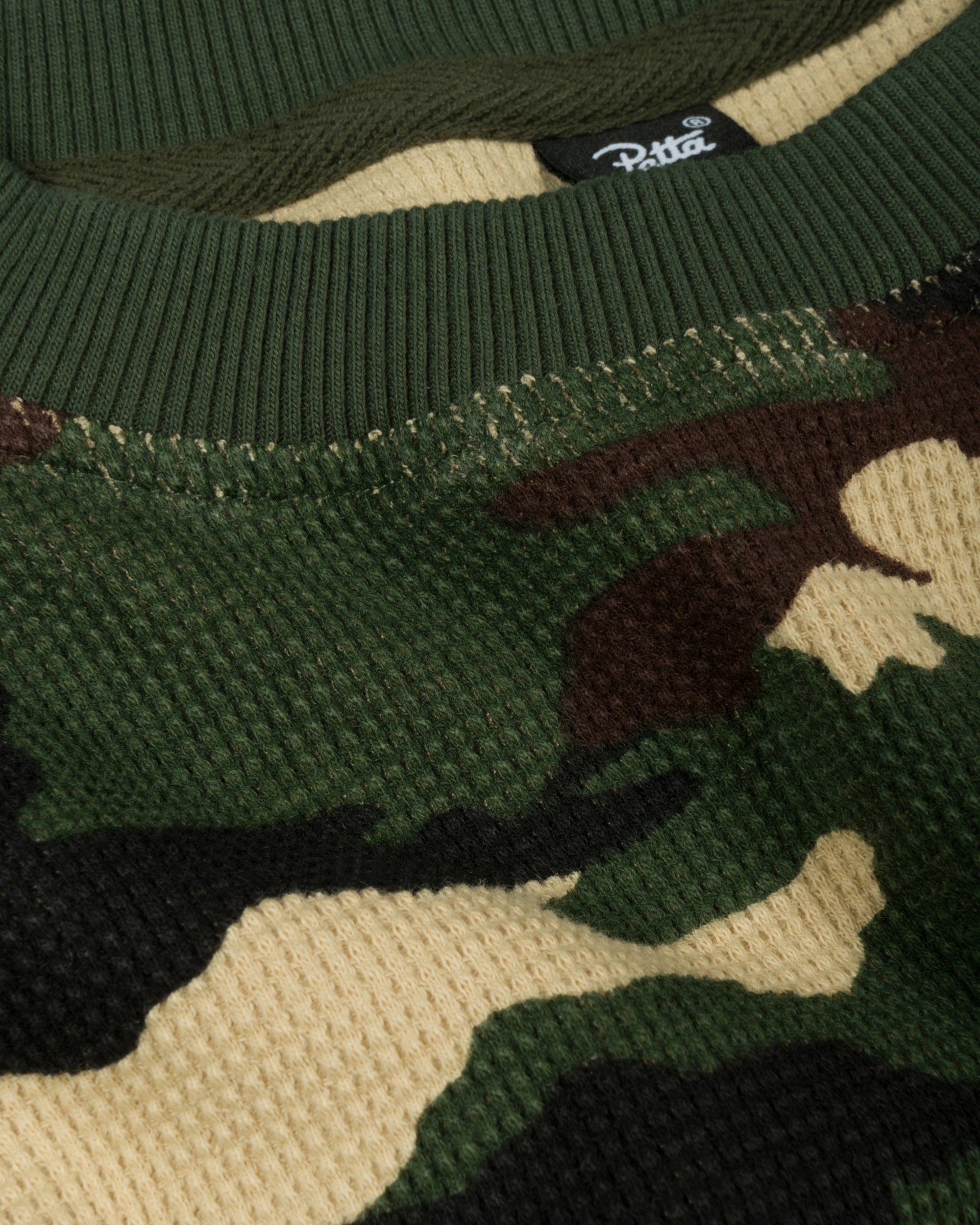 Patta Waffle Script Logo T-Shirt (Woodland Camo)