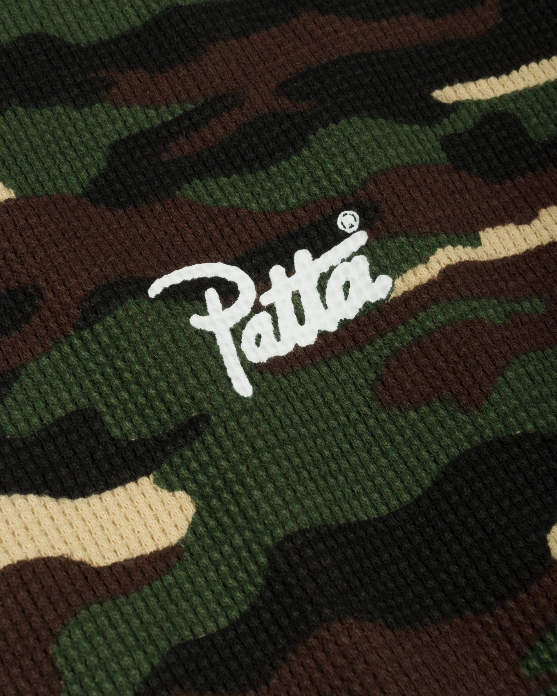 Patta Waffle Script Logo T-Shirt (Woodland Camo)