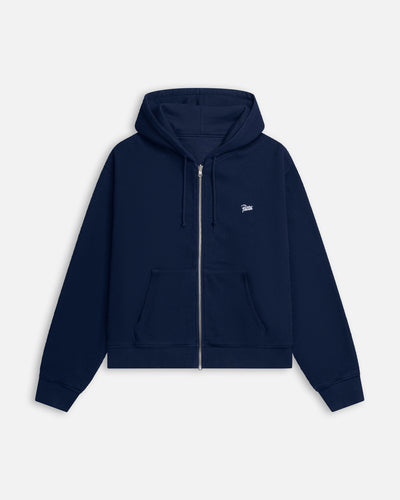 Patta Waffle Reversible Zip Up Hooded Sweater (Black Iris)