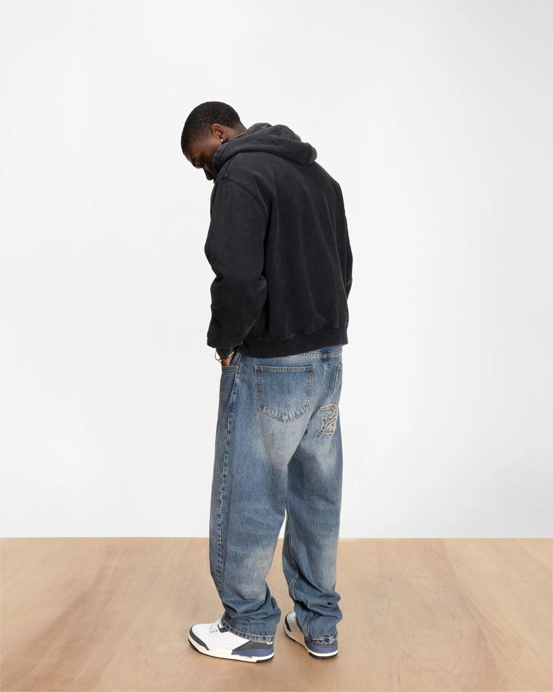 Patta Loopback Logo Zip Hooded Sweater (Moonless Night)