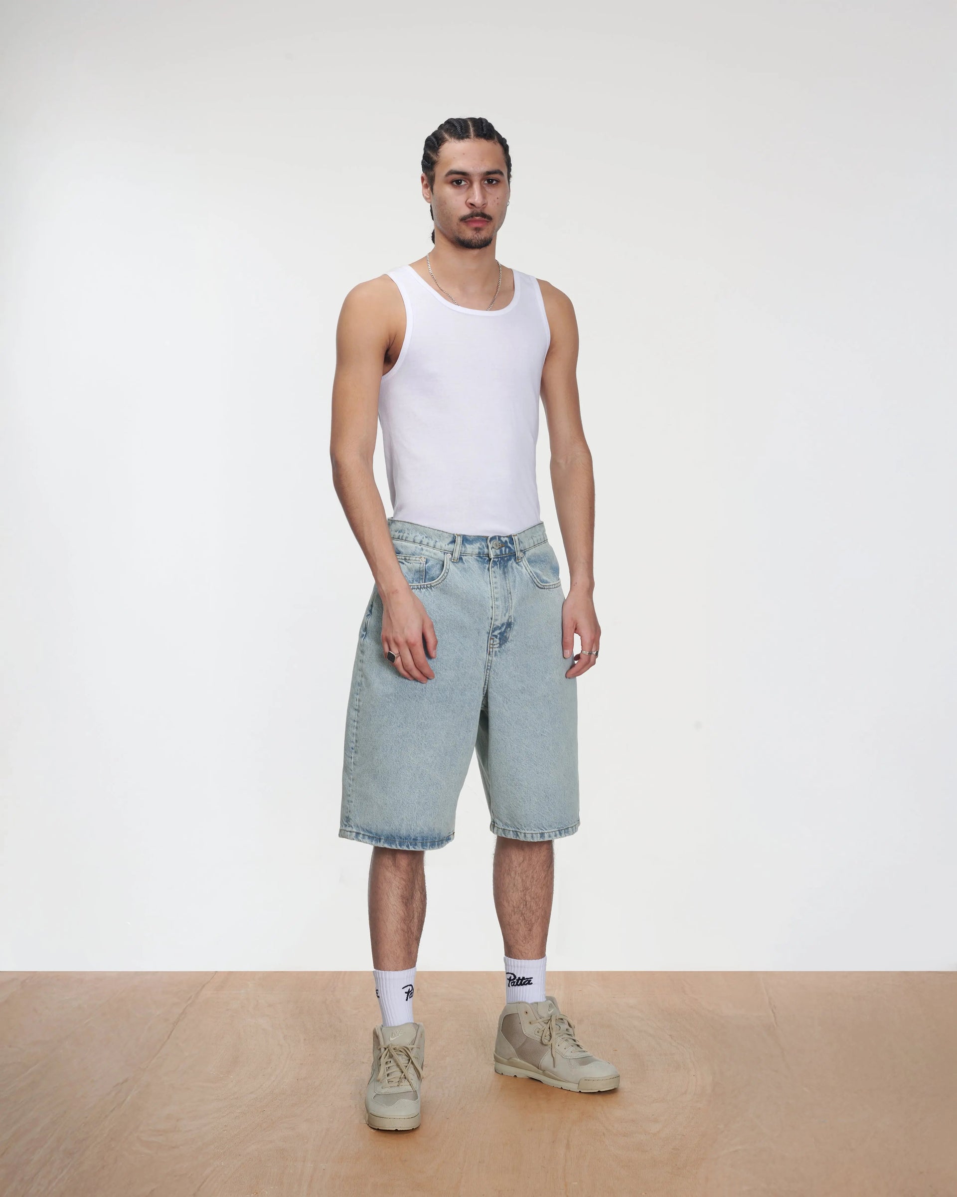 Patta Light Wash Denim Shorts (Light Blue Denim)